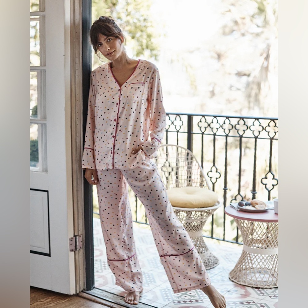 Summersalt Cloud 9 Confetti Pajama Set Womens XL Pink Button-Up Loungewear 2 Pc